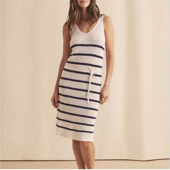 Faherty Brand Out East Sweater Dress Wharf Stripe Linen/Organic Cotton $258 NWT